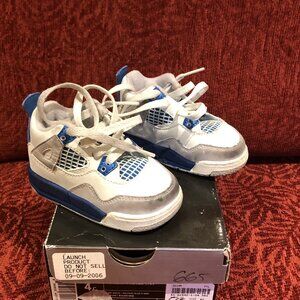 Vintage Boys Jordan 4 Retro Toddler Size 4C in Military Blue N Grey